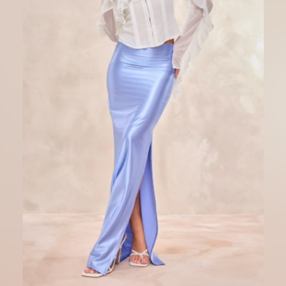PrettyLittleThing Light Blue Maxi Skirt